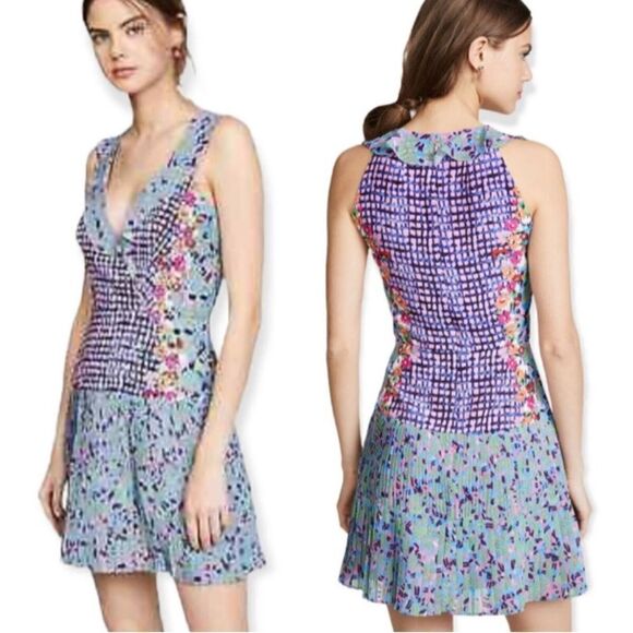 Saloni Amy Tropical Print Silk Mini Dress - Picture 1 of 6